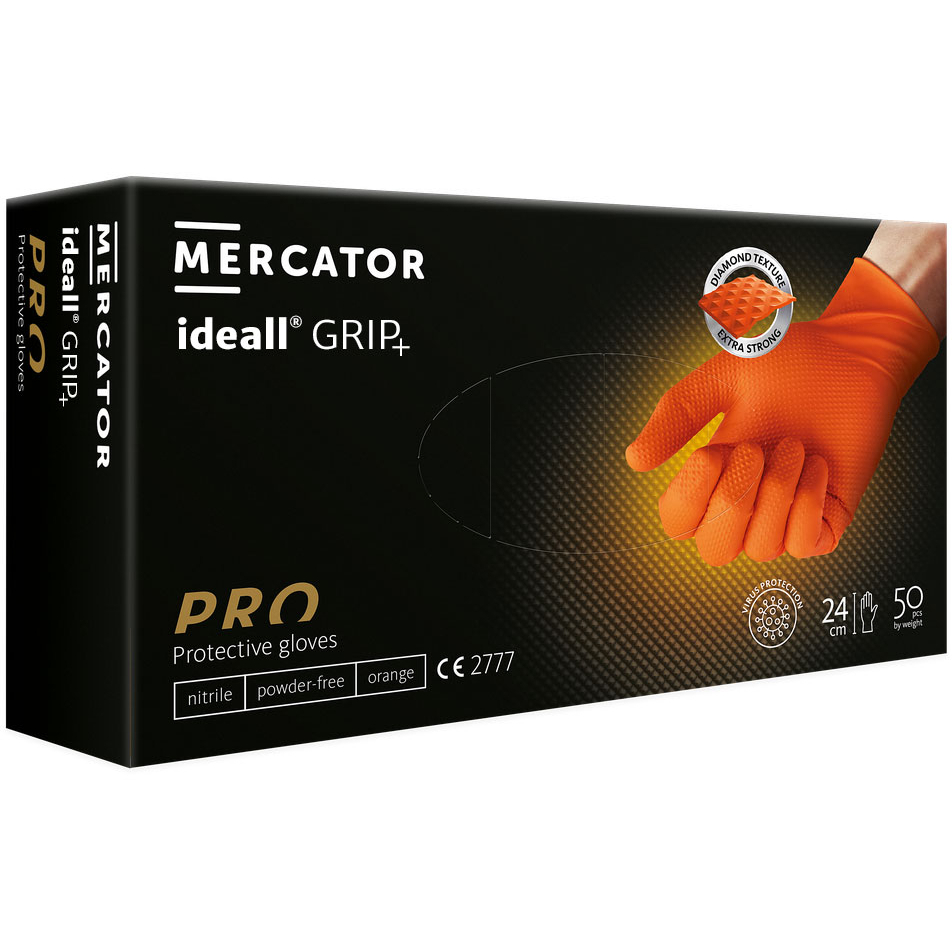 Predator Mercator Ideall Fishscale Style Multi-Use Orange Nitrile Touch Screen Gloves (Box of 50) Powder Free