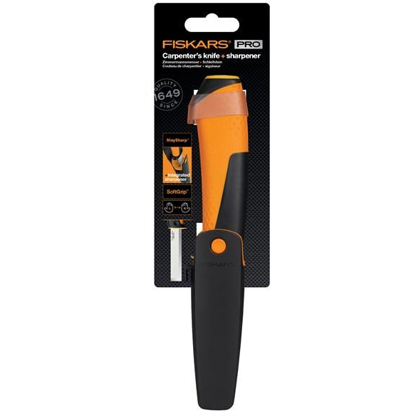 Fiskars 1023621 Carpenter's Knife With Sharpener
