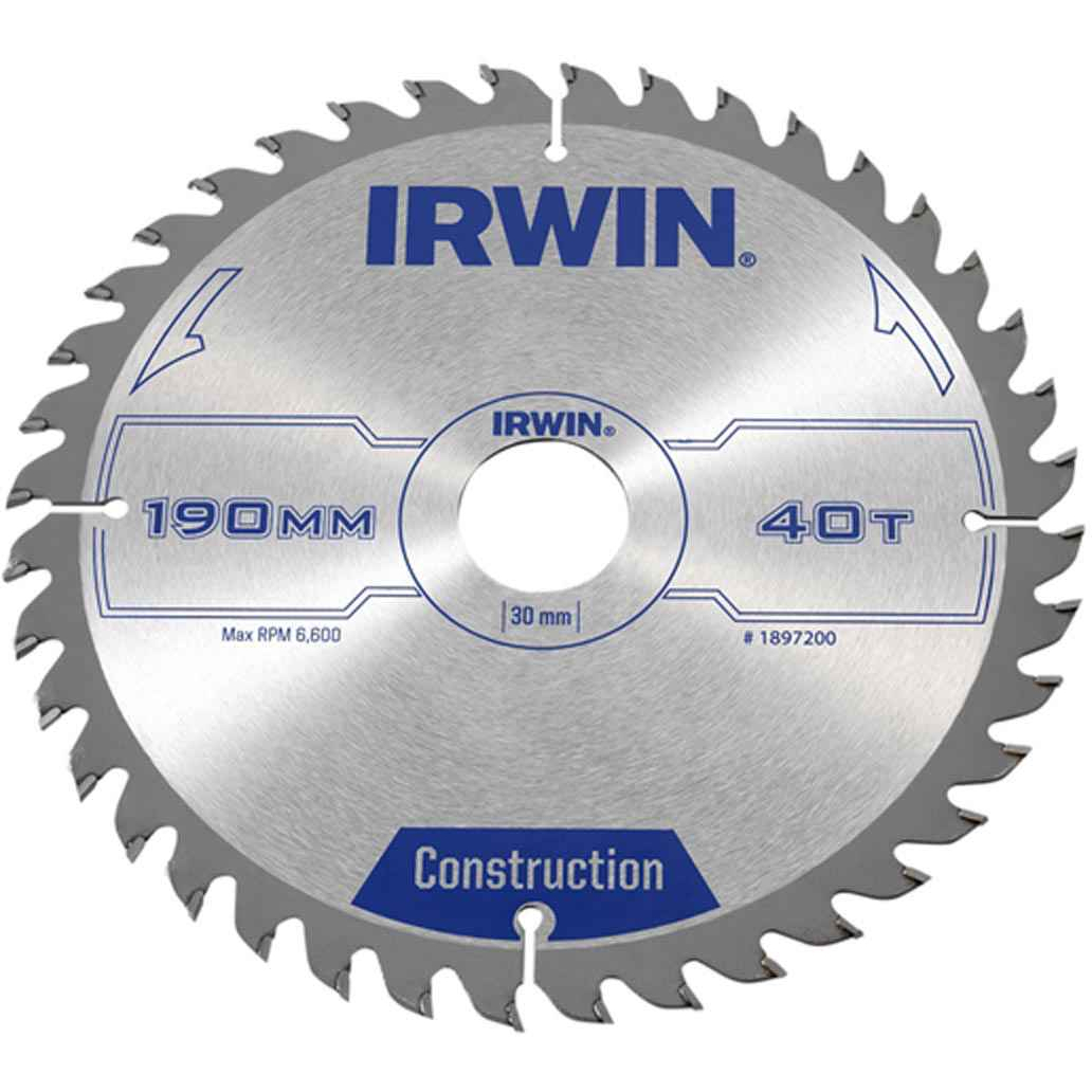 Irwin 1897200 TCT Circular Saw Blade 190mm x 30mm x 40T ATB