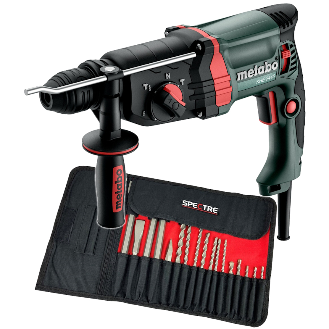 Metabo KHE2445 110V 24mm SDS+ 2KG Combination Hammer and 17 Piece Bit Set
