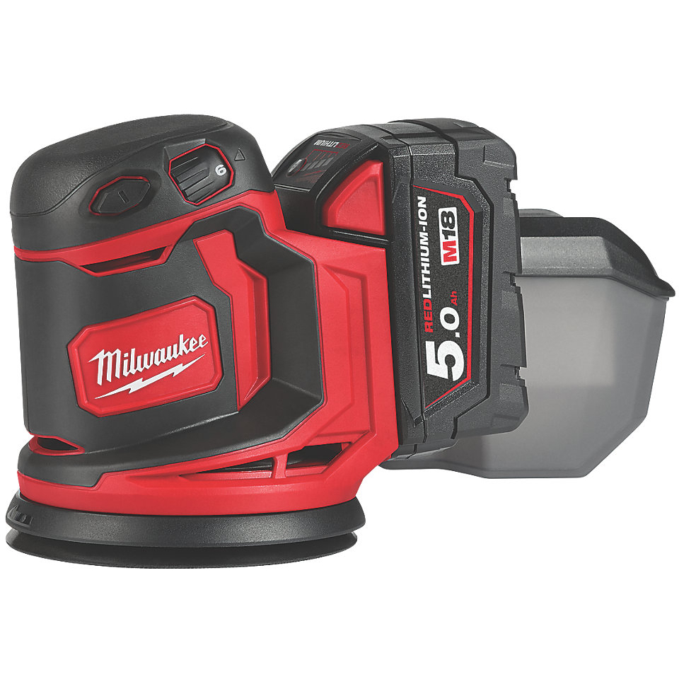 Milwaukee M18BOS125-502B M18 Random Orbit Sander 125mm With 2 x 5.0Ah Batteries