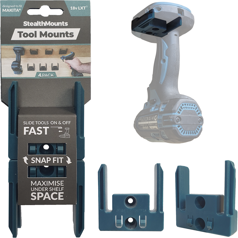 StealthMounts TM-MK18-BLU-4 Blue Tool Mounts for Makita LXT (4 Pack)