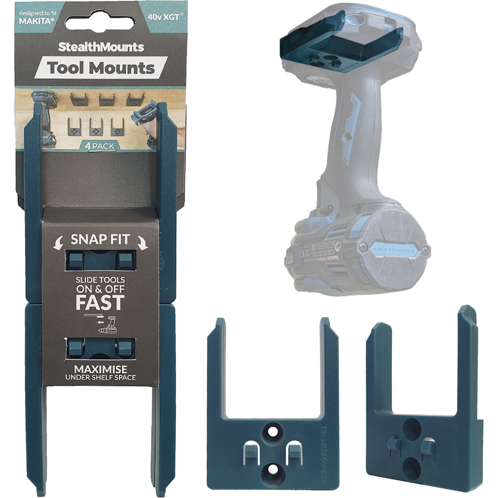 StealthMounts TM-MK40-BLU-4 Blue Tool Mounts for Makita 40V XGT (4 Pack)
