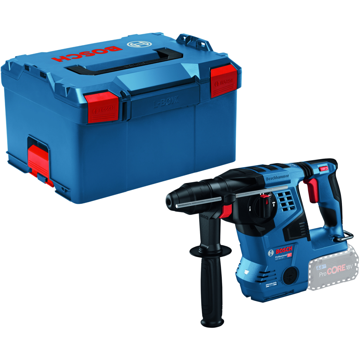 Bosch GBH 18V-28 C Body Only 18v SDS+ Hammer Drill 26mm Connected with Kickback Control, Vibration Control in L-Boxx