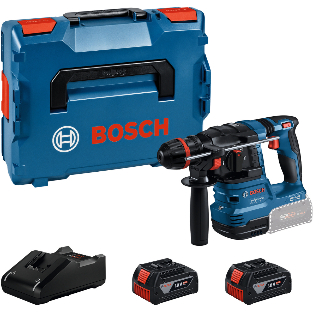 Bosch GBH 18V-22 X 18v SDS+ Hammer Drill 2x4.0Ah in L-Boxx