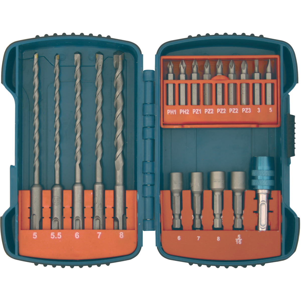 Makita P-66086 SDS Hammer Drill and Screwdriver Bit Set 19 Piece