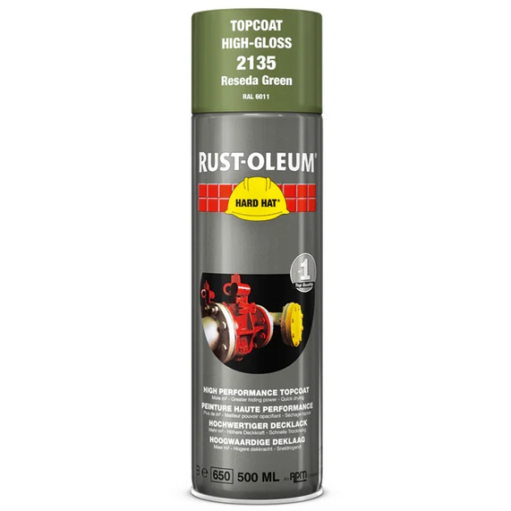 Rustoleum 2135 RAL Hard Hat Topcoat 500ml Aerosol Spray Paint-Reseda Green RAL 6011