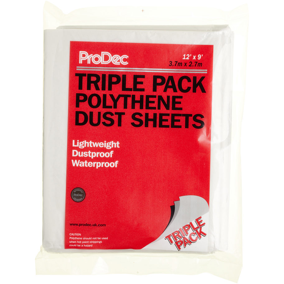 ProDec PDPY009 12' x 9' Polythene Dust Sheets (3 Pack)
