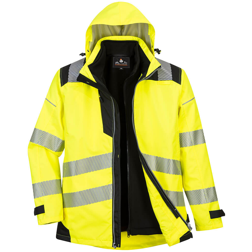 Portwest PW365 PW3 Hi-Vis 3-in-1 Jacket-Portwest Chest L (42"-44")-Yellow/Black