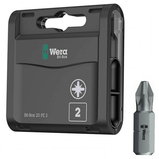 Wera 05057760001 Black Bit-Box 20 H PZ2 Extra Hard bits for drill/drivers, 25mm, 20pc pack