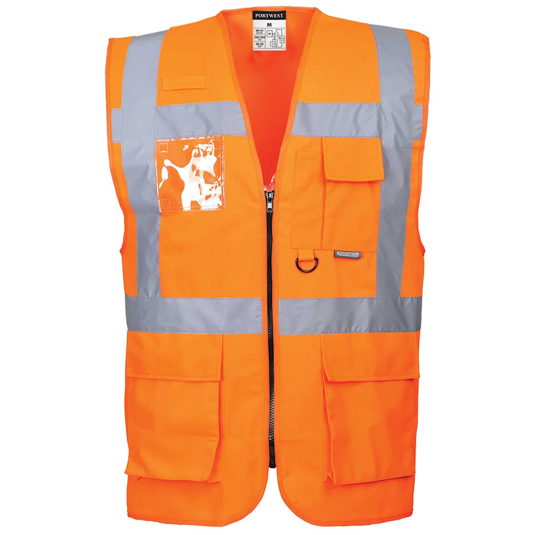 Portwest S476 Hi Vis Berlin Executive Vest High Visibility - Orange - Portwest Chest S (36"-38")