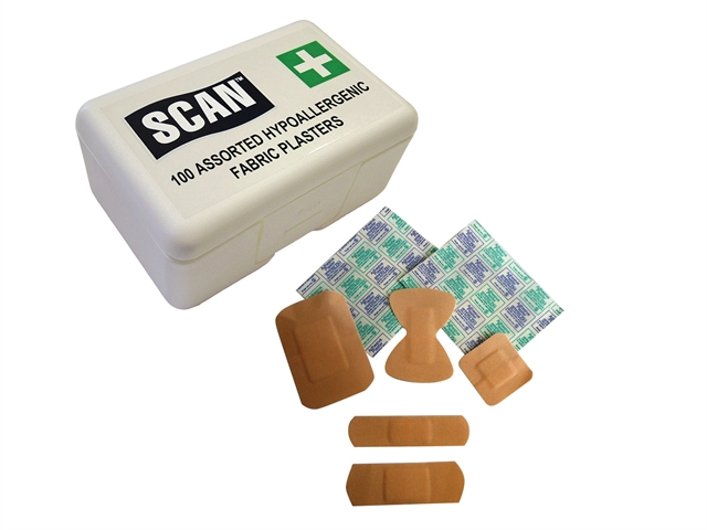 Scan SCAFAPLAFAB Hydroscopic Fabric Plasters 100 Assorted