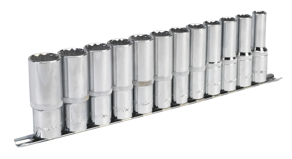 Sealey AK2685 Socket Set 12 Piece 1/2" Drive 12 Point Deep WallDrive Metric