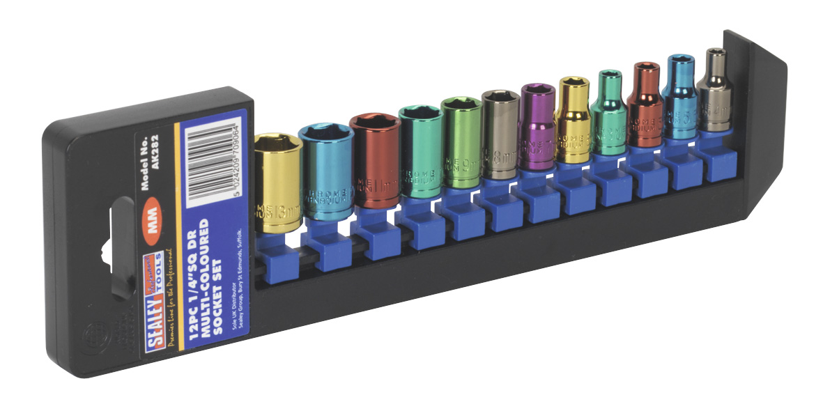 Sealey AK282 Multi-Coloured Socket Set 12 Piece 1/4" Drive Metric