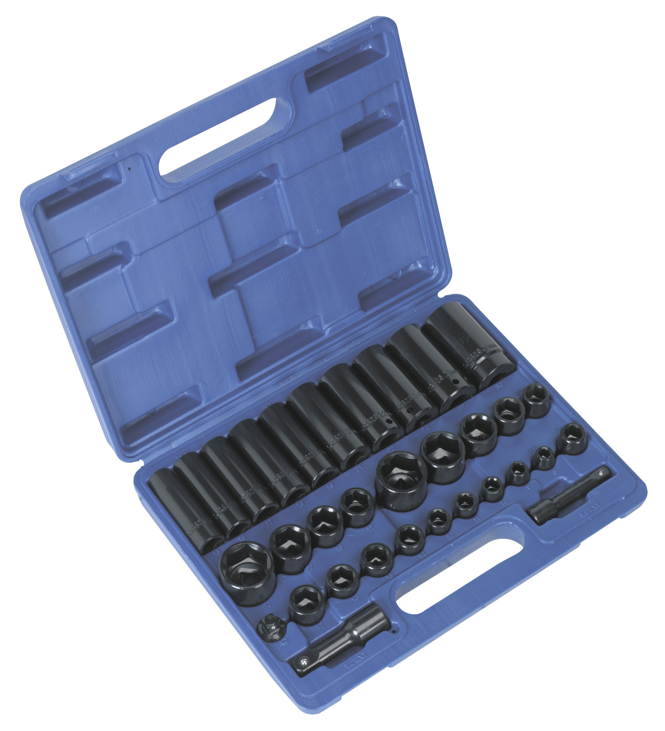 Sealey AK681 Impact Socket Set 32pc Standard/Deep 3/8" & 1/2"Sq Drive Metric/Imperial