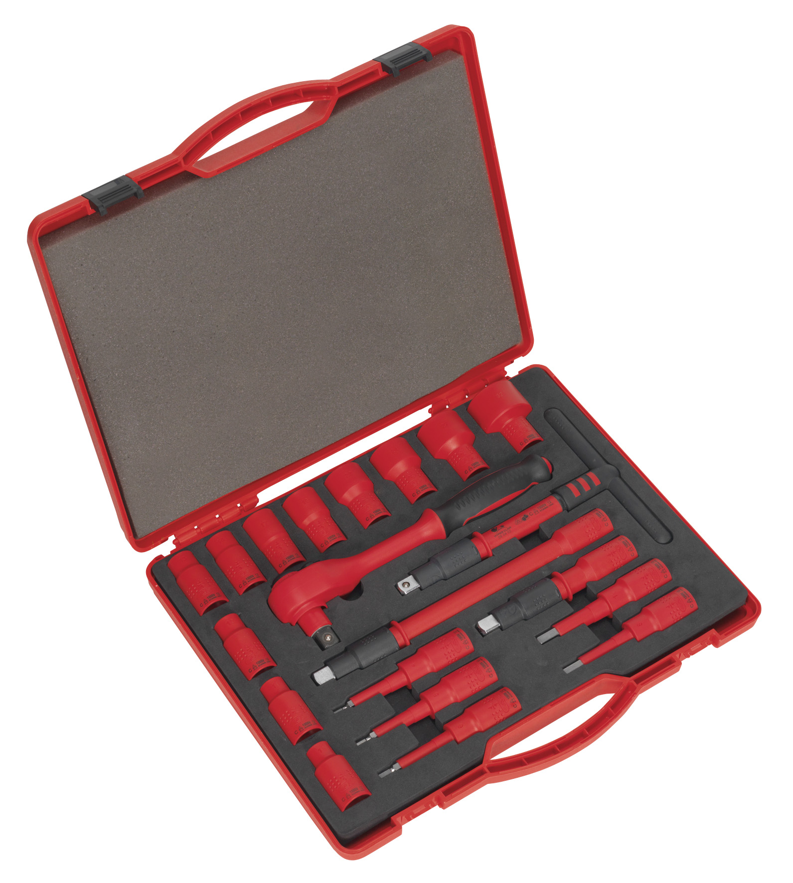Sealey AK7941 Insulated Socket Set 20 Piece 1/2" Drive 6 Point Walldrive VDE/TUV/GS Approved
