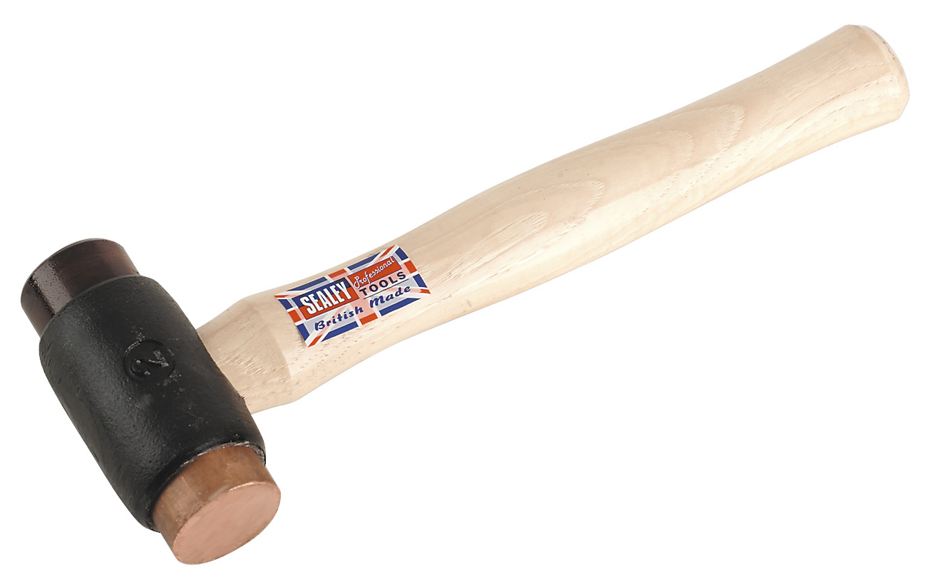 Sealey CRF25 Copper/Rawhide Faced Hammer 1.02kg (2.25lb) Hickory Shaft