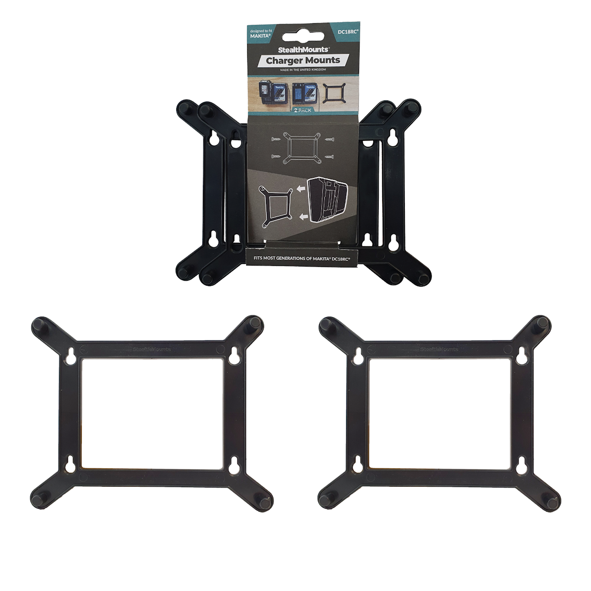 StealthMounts CMC-MK-S Black Mount for DC18RC Makita Charger (2 Pack)