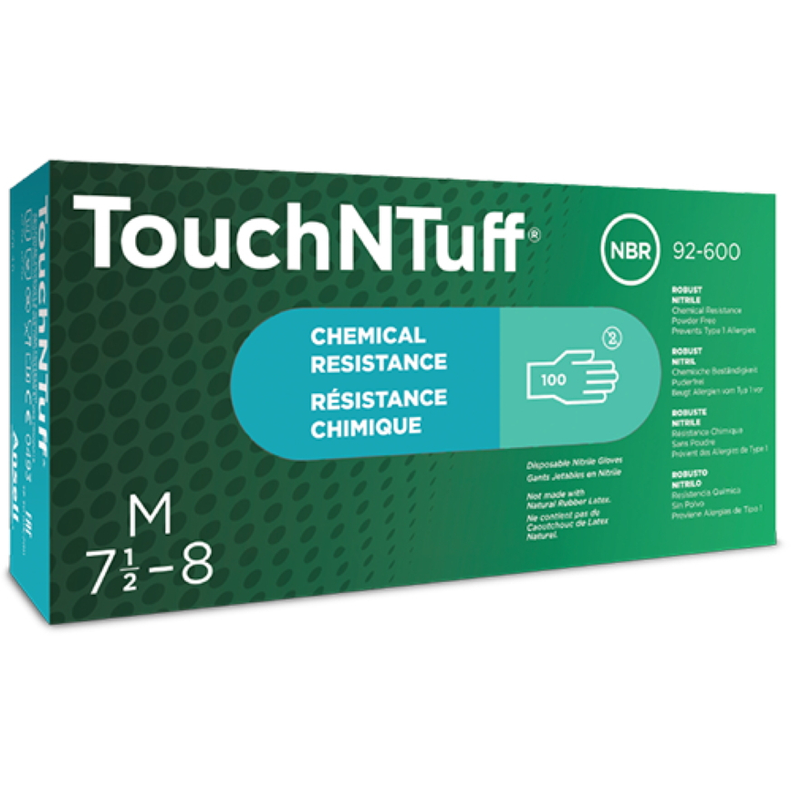 Ansell 92-600 Touch N Tuff Gloves Powder Free Nitrile Green (Box of 100)
