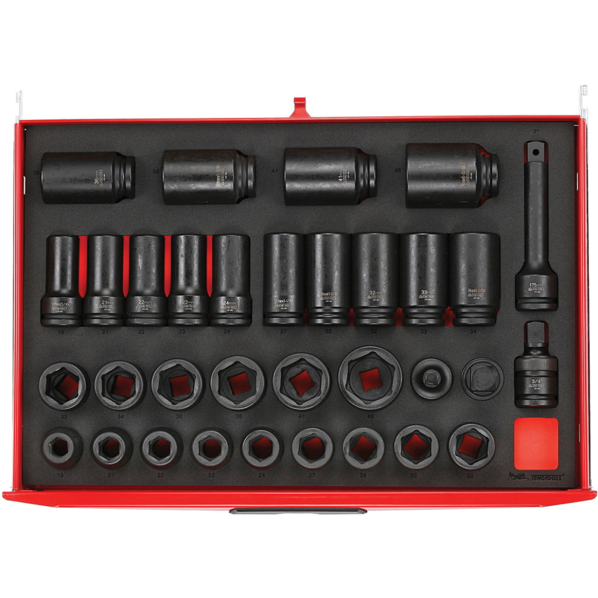 Teng Tools TTEISK33 33 Piece 3/4" Drive EVA Impact Socket Set