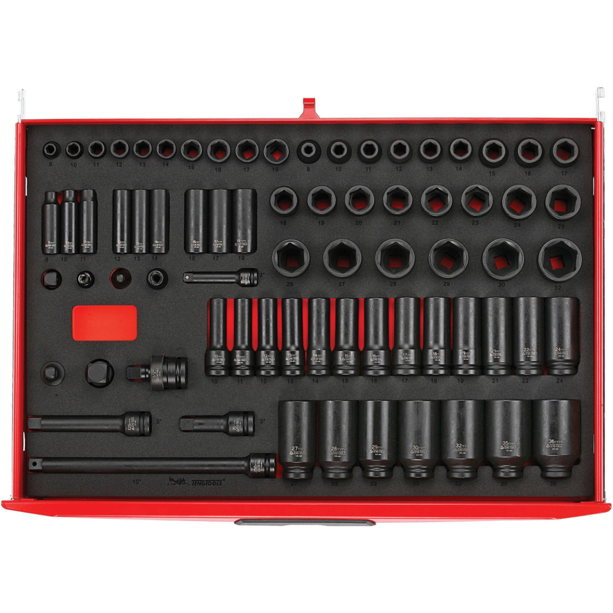 Teng Tools TTEISK73 73 Piece 3/8" and 1/2" Drive EVA Impact Socket Set