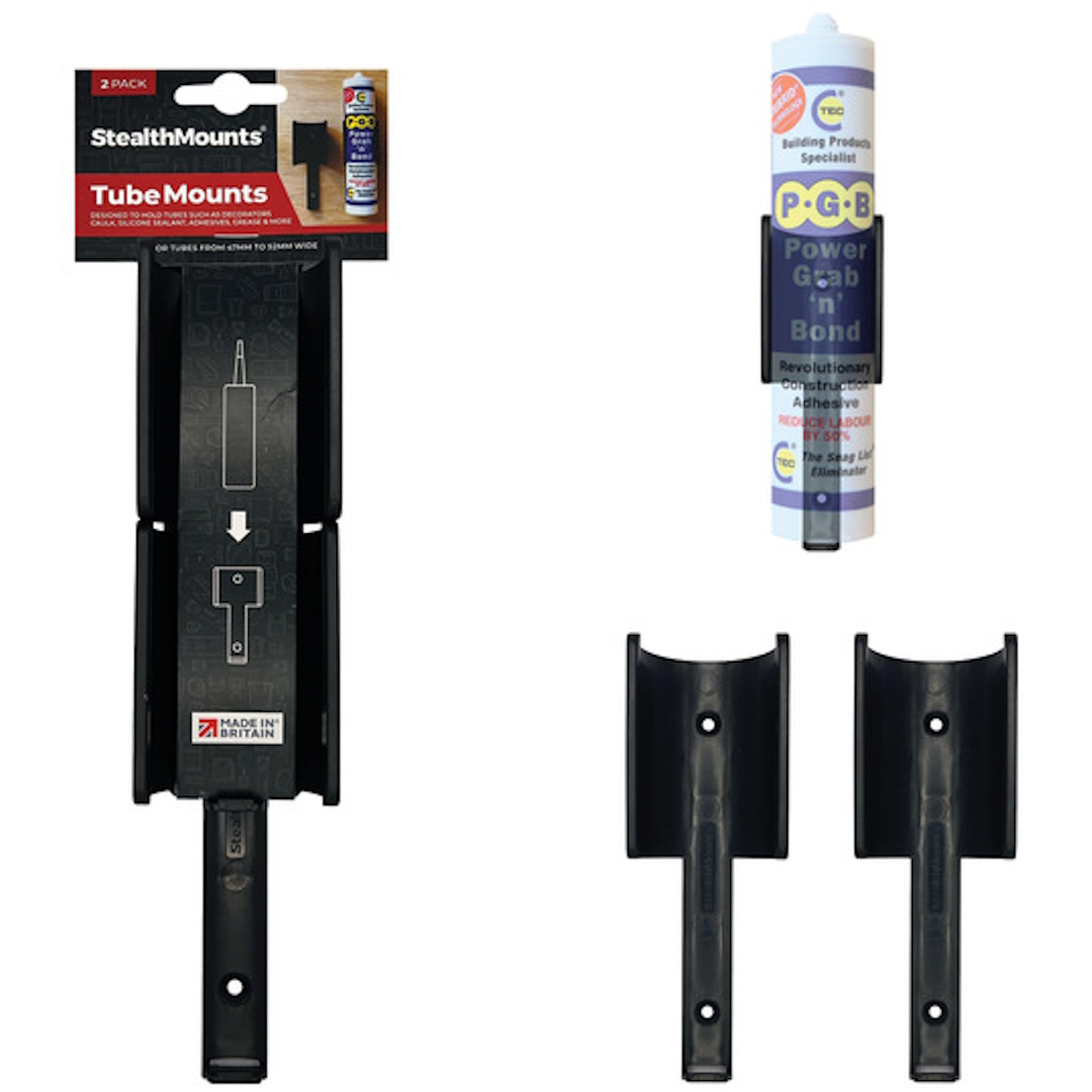 StealthMounts OM-TBE-V2-BLK-2 Black Tube Mount V2 (2 Pack)