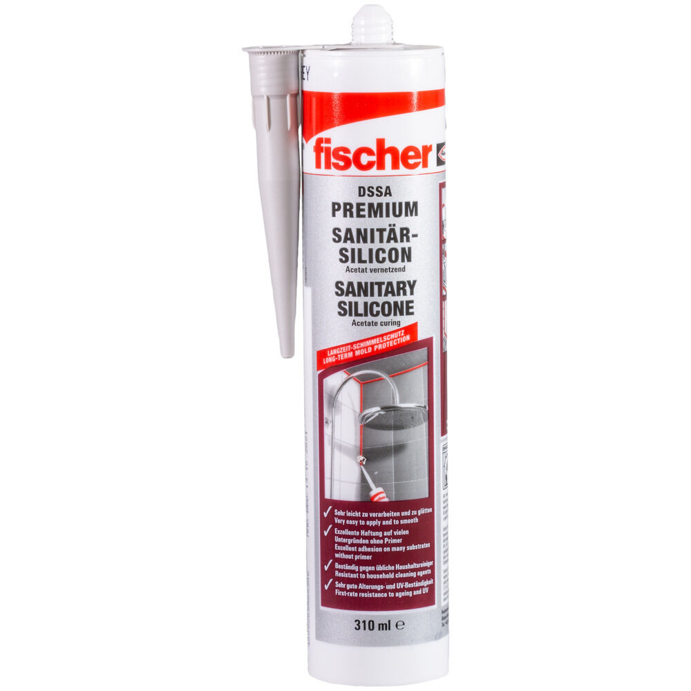 Fischer 53100 High-Quality Premium Transparent Sanitary Silicone DSSA SW 310ml