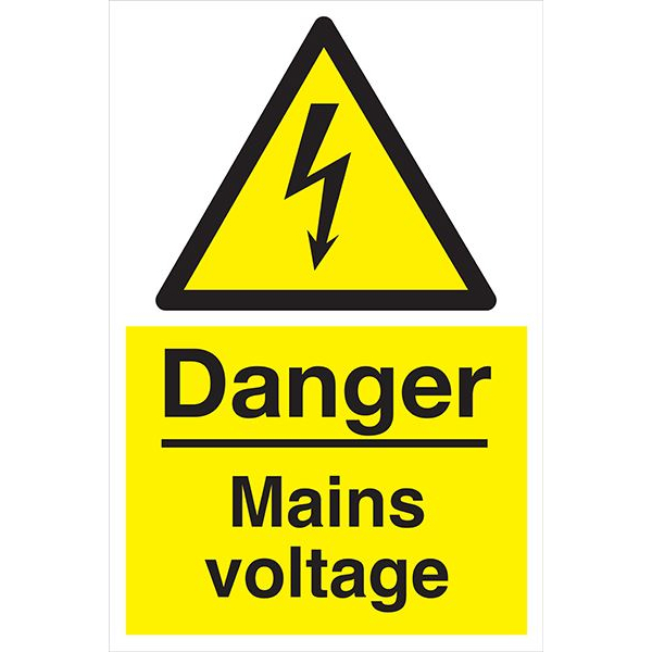 Allsigns WA30S  200 X 300mm Self-Adhesive PVC  Danger Mains Voltage Sign