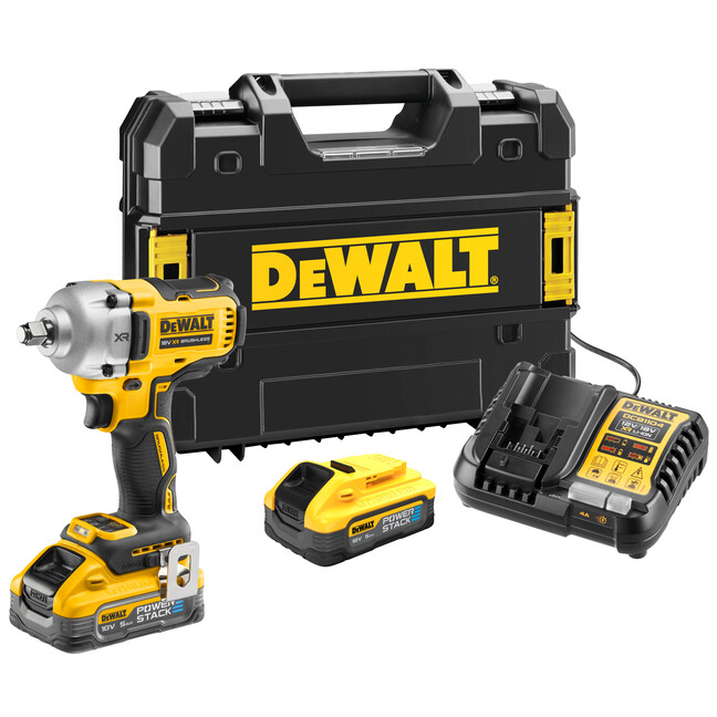 DeWalt DCF891H2T 18V XR Brushless 1/2” Impact Wrench (Hog Ring) With FLEXVOLT Advantage 2x5.0Ah Powerstack Batteries In TSTAK 