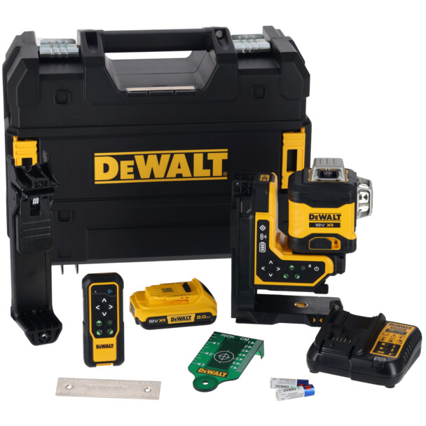 DeWalt DCLE34035D1-GB 18V 3 x 360° Multi-Line Laser Tracker with Green Beam, Remote Control with 1 x 2Ah Battery In TSTAK