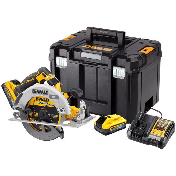 DeWalt DCS573H2T-GB 18V XR Brushless 190mm Circular Saw with FLEXVOLT Advantage 2x5Ah Powerstack Batteries In TSTAK 