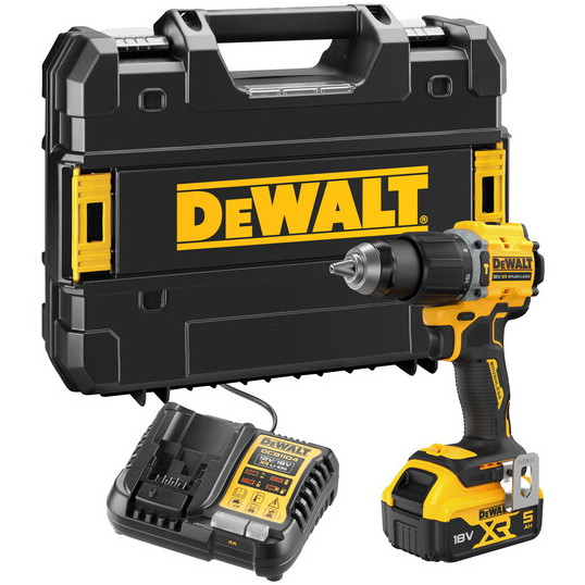 DeWalt DCD799P1T-GB 18V XR Brushless Compact Hammer Drill Driver  With 1 x 5Ah Battery in TSTAK Case