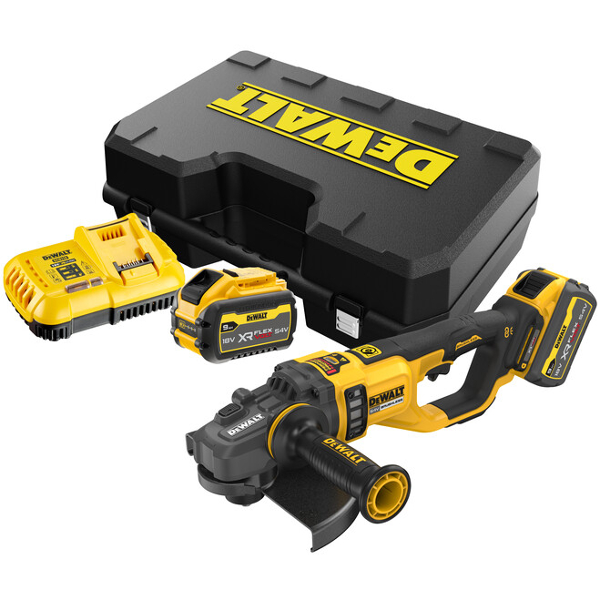 DeWalt DCG460X2-GB 54v XR Flexvolt Brushless 230mm Angle Grinder With 2 x 9Ah Batteries In KITBOX